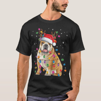 Engelse Bulldog kerstrenrenrendierSanta Hat Funny T-shirt