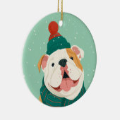 Engelse Bulldog Kerstsouvenir Keramisch Ornament (Rechts)