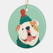 Engelse Bulldog Kerstsouvenir Keramisch Ornament (Links)