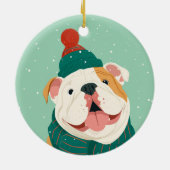 Engelse Bulldog Kerstsouvenir Keramisch Ornament (Achterkant)