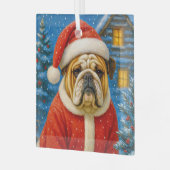 Engelse Bulldog Kerstversiering Glas Ornament (Voorkant links)