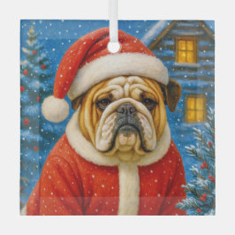 Engelse Bulldog Kerstversiering Glas Ornament