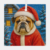 Engelse Bulldog Kerstversiering Glas Ornament (Achterkant)
