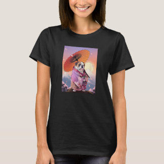 Engelse Bulldog Kimono Funny Dog Geisha T-shirt