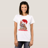 Engelse Bulldog Kisses voor kerstkleding T-shirt (Voorkant volledig)