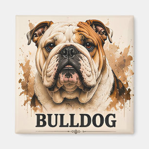Engelse Bulldog Klassieke Hond Portret Kunstwerk Magneet