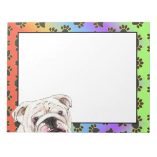 Engelse Bulldog kleurful dog paw patroon Blocnote