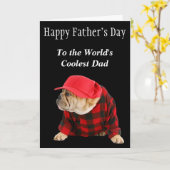 Engelse Bulldog Koelste Papa Vaderdag Kaart (Gele Bloem)