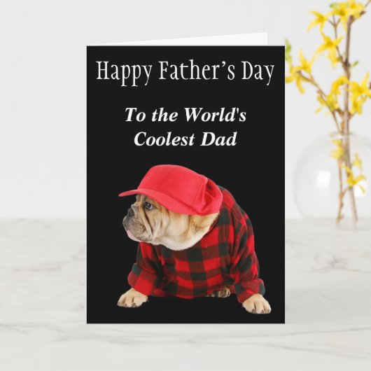 Engelse Bulldog Koelste Papa Vaderdag Kaart (Gele Bloem)