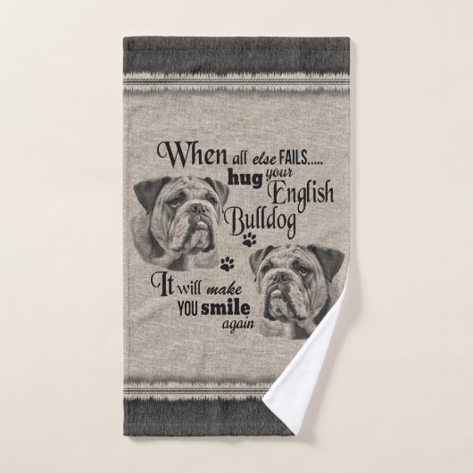 Engelse Bulldog-kunst wanneer alles mislukt, quote Bad Handdoek (Handdoek)