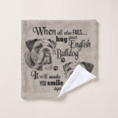 Engelse Bulldog-kunst wanneer alles mislukt, quote Bad Handdoek (Wasdoekje)