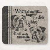Engelse Bulldog-kunst wanneer alles mislukt, quote Muismat (Voorkant)