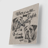 Engelse Bulldog-kunst wanneer alles mislukt, quote Vierkante Klok (Hoek)