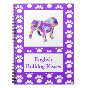 Engelse Bulldog Leuk Huisdier Silhouet Paarse PY&B Notitieboek