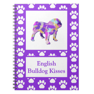 Engelse Bulldog Leuk Huisdier Silhouet Paarse PY&B Notitieboek