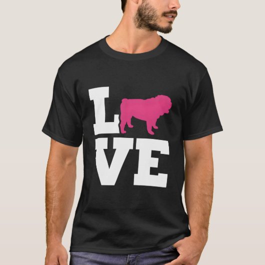 Engelse Bulldog Liefde T-shirt (Voorkant)