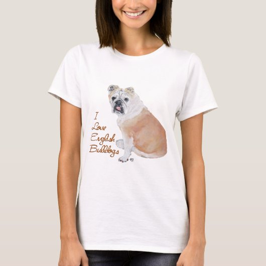 Engelse Bulldog Liefde T-shirt (Voorkant)