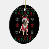 Engelse Bulldog Lights Santa Ugly Kerstmis Keramisch Ornament (Rechts)