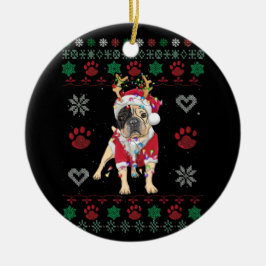 Engelse Bulldog Lights Santa Ugly Kerstmis Keramisch Ornament
