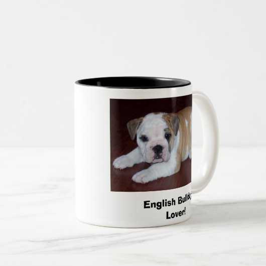 Engelse Bulldog Lover! Tweekleurige Koffiemok (Voorkant rechts)