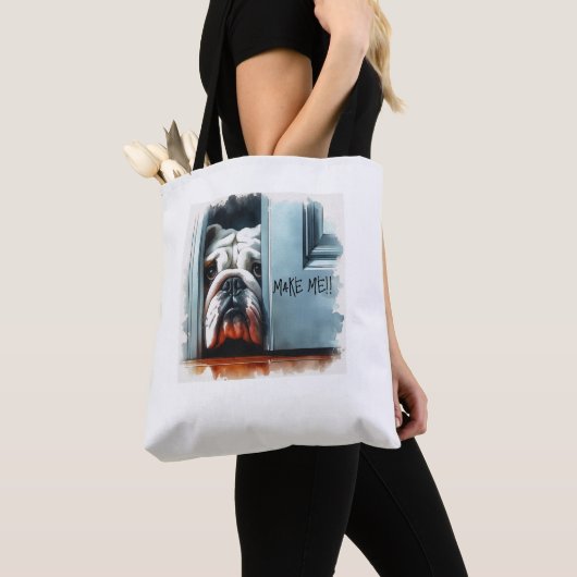 Engelse Bulldog Make Me! Tote bag (Dichtbij)