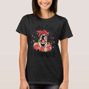 Engelse Bulldog Mama Florals Cute Dog mama's moede T-shirt