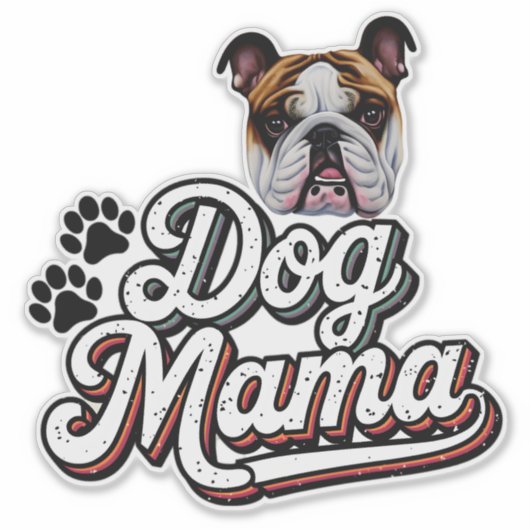 Engelse Bulldog Mama Sticker (Voorkant)