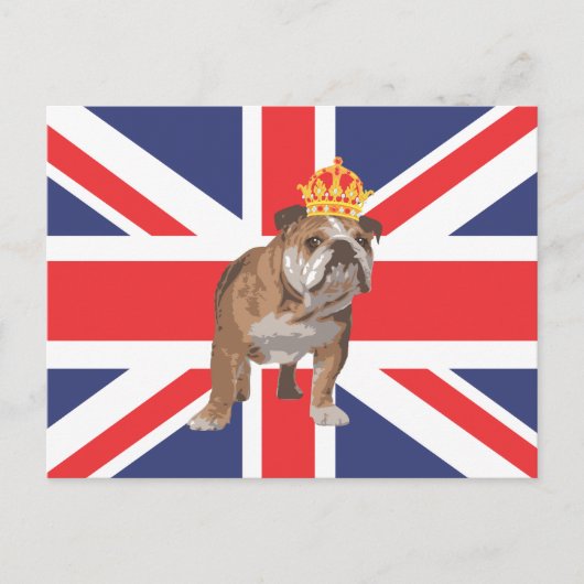 Engelse Bulldog met Crown and Union Jack Briefkaart (Voorkant)