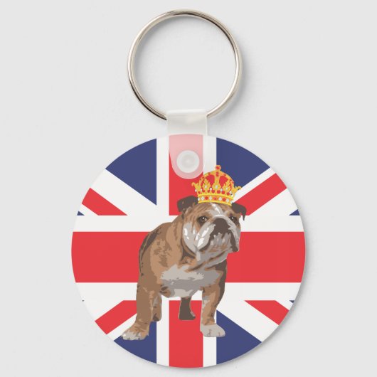 Engelse Bulldog met Crown and Union Jack Sleutelhanger (Voorkant)