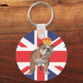 Engelse Bulldog met Crown and Union Jack Sleutelhanger (Voorkant)
