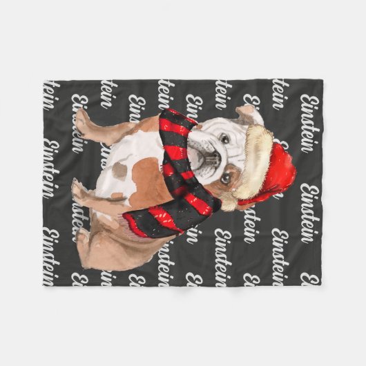 Engelse Bulldog met Dog's Name Pet Fleece Deken (Voorkant (Horizontaal))