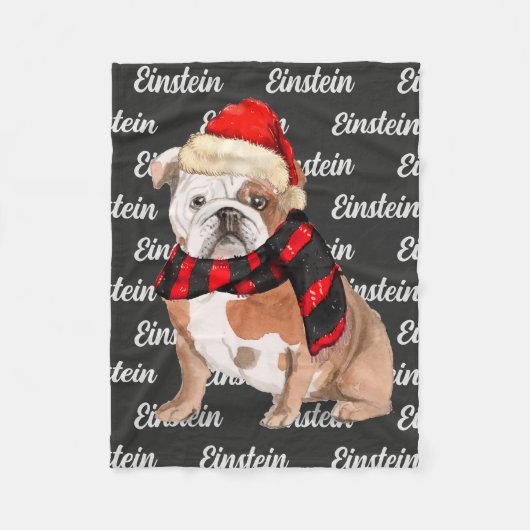 Engelse Bulldog met Dog's Name Pet Fleece Deken (Voorkant)