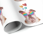 Engelse Bulldog met Hartjes Valentijnsdag  Cadeaupapier (Rol Hoek)