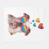 Engelse Bulldog met Hartjes Valentijnsdag Fleece Deken (Voorkant (Horizontaal))