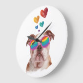 Engelse Bulldog met Hartjes Valentijnsdag Grote Klok (Hoek)