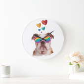Engelse Bulldog met Hartjes Valentijnsdag Grote Klok (Huis)