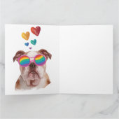 Engelse Bulldog met Hartjes Valentijnsdag Kaart (Binnen)