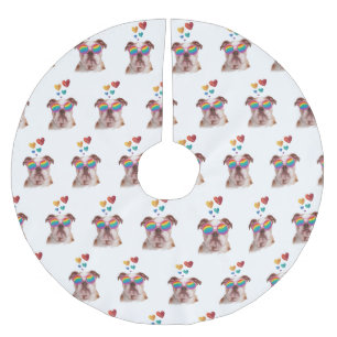 Engelse Bulldog met Hartjes Valentijnsdag Kerstboom Rok