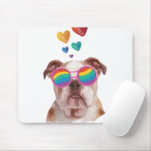 Engelse Bulldog met Hartjes Valentijnsdag Muismat (Met muis)