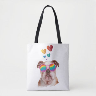 Engelse Bulldog met Hartjes Valentijnsdag Tote Bag