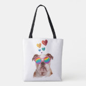 Engelse Bulldog met Hartjes Valentijnsdag Tote Bag (Achterkant)