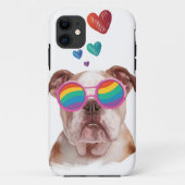 Engelse Bulldog met Hearts Valentijnsdag Case-Mate iPhone Case (Achterkant)