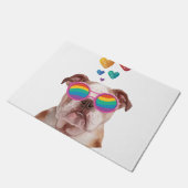 Engelse Bulldog met Hearts Valentijnsdag Deurmat (Schuin)