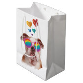 Engelse Bulldog met Hearts Valentijnsdag Medium Cadeauzakje (Voorkant Gekanteld)