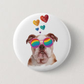 Engelse Bulldog met Hearts Valentijnsdag Ronde Button 5,7 Cm (Voorkant)