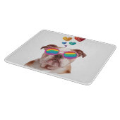 Engelse Bulldog met Hearts Valentijnsdag Snijplank (Hoek)