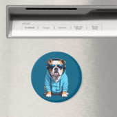 Engelse Bulldog met hoodie Grappige coole muziek Magneet (Insitu (Vaatwasser))