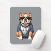 Engelse Bulldog met hoodie Grappige coole muziek Muismat (Met muis)