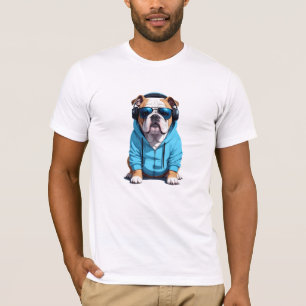 Engelse Bulldog met hoodie Grappige coole muziek T-shirt