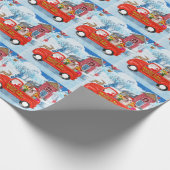 Engelse Bulldog met kerstcadeau Truck Snow Cadeaupapier (Hoek)